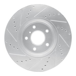 Infiniti FX45 Brake Rotor (1) - Front Right - R1 Concepts - Drilled & Slotted - Silver - `05-`14